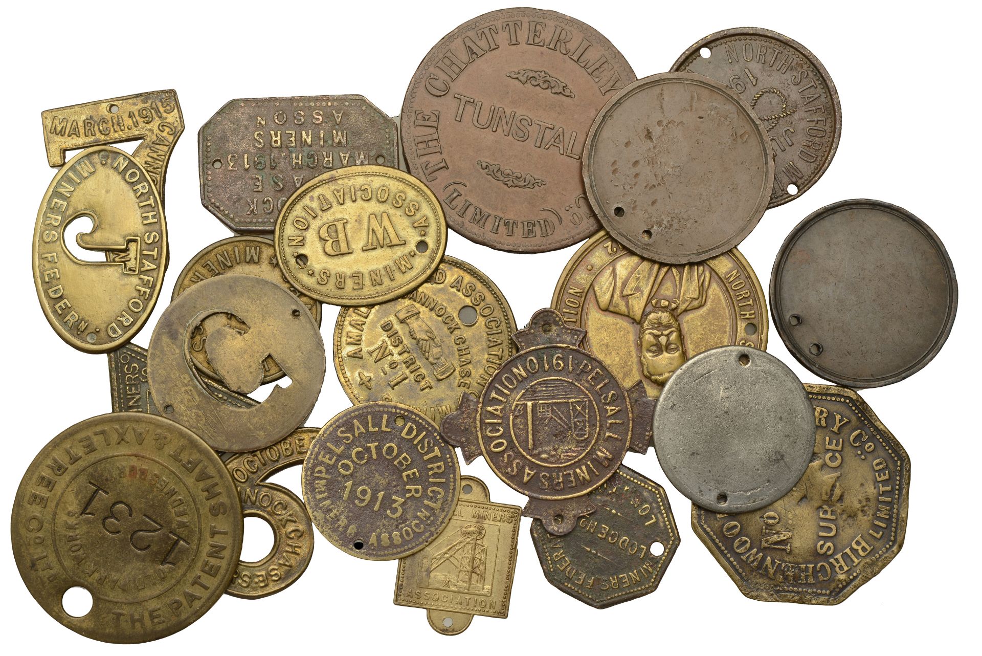 Miscellaneous Tokens and Checks, STAFFORDSHIRE, Cannock, Amalgamated Association of Miners,...