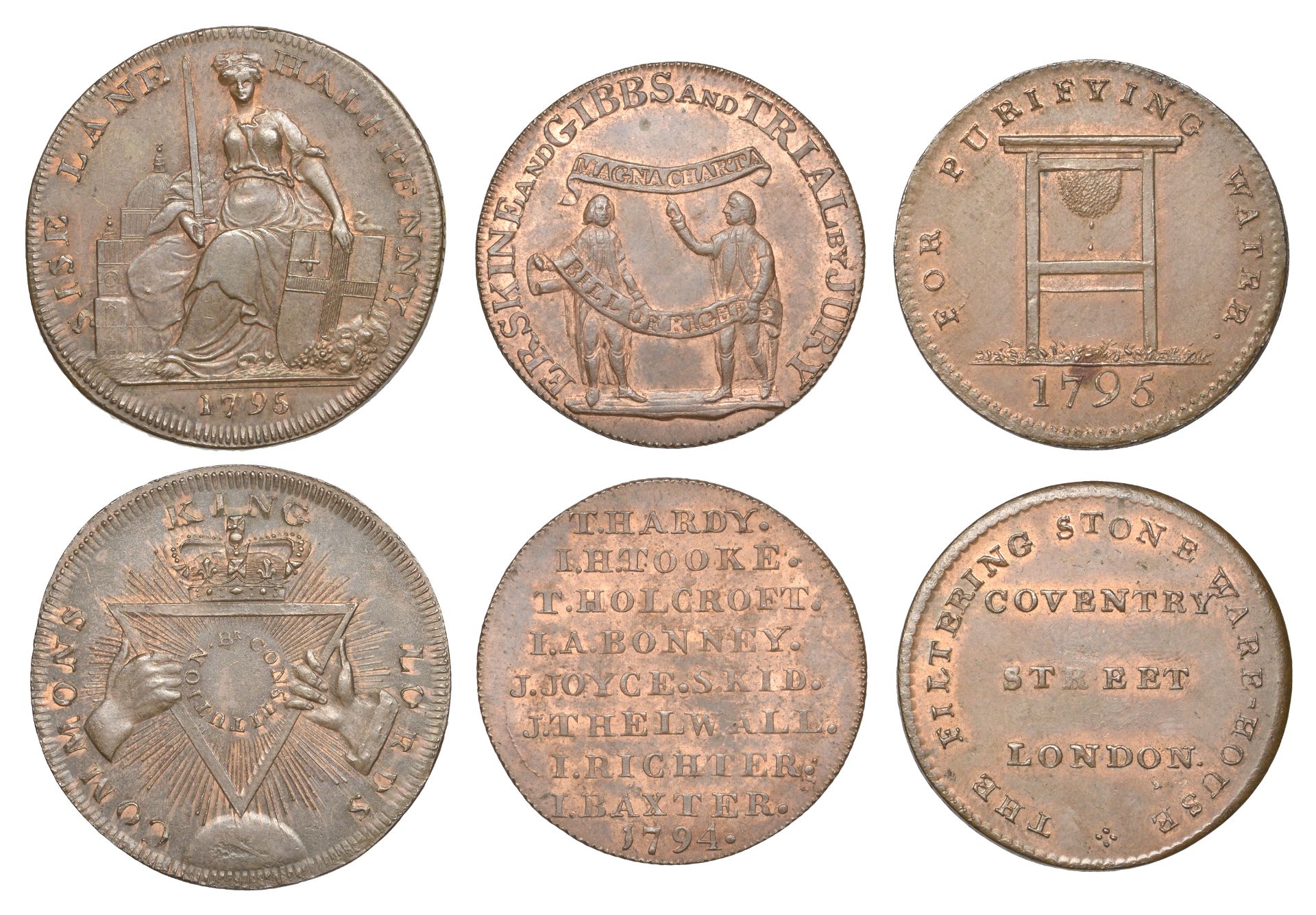 18th Century Tokens, LONDON, Bucklersbury, Thomas and Robert Davidson, Halfpenny, 1795, 10.5...