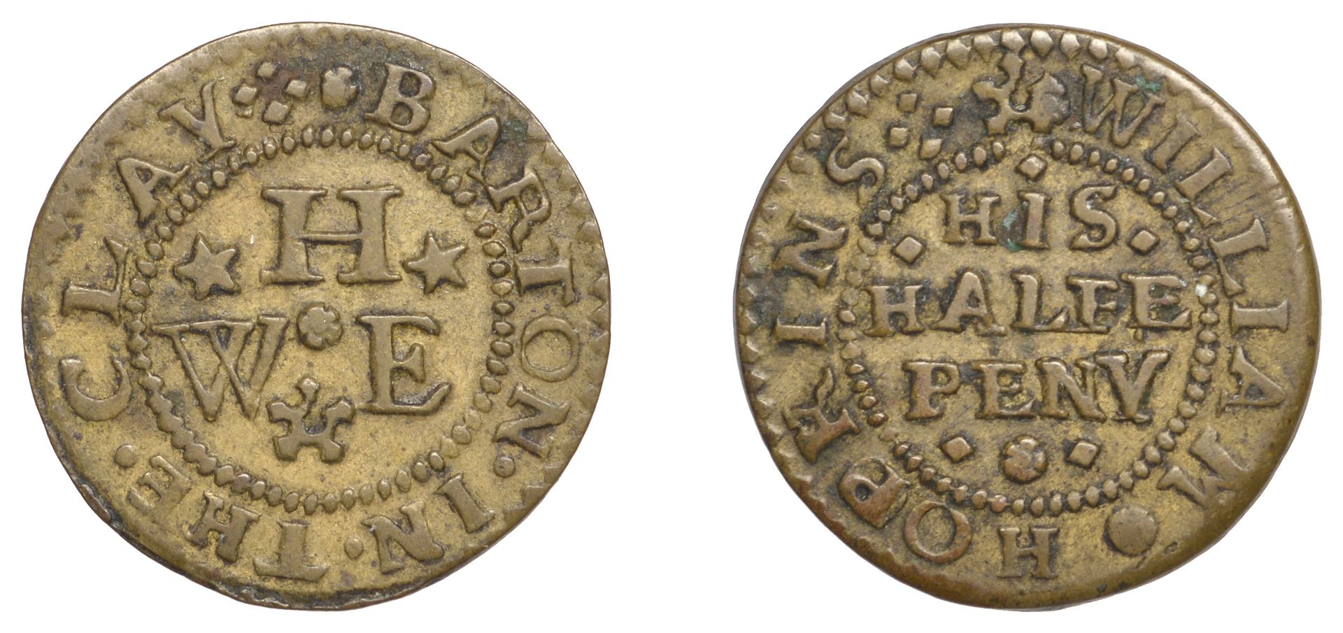 Barton-in-the-Clay, William Hopkins, Halfpenny, 2.51g/12h (GO 3; N 4b, this piece; BW. 3). A...