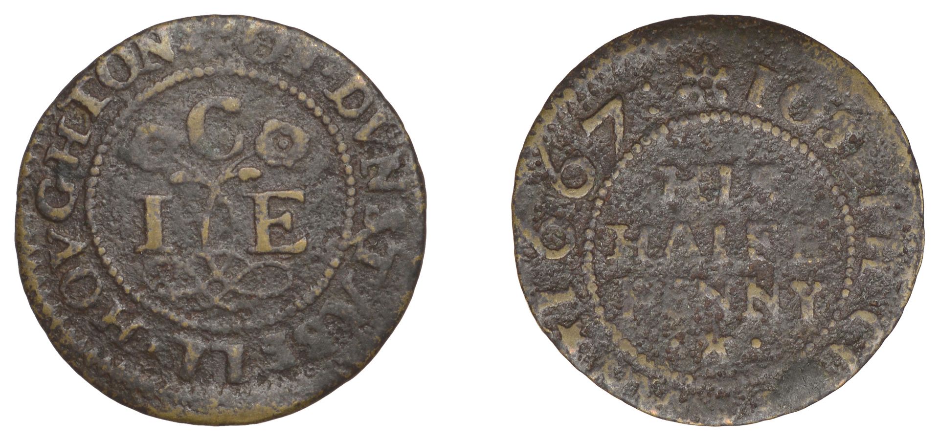 Houghton Regis, Joseph Coleman, Halfpenny, 1667, 1.35g/6h (GO 56; N â€“; BW. 56). Fair to fine...