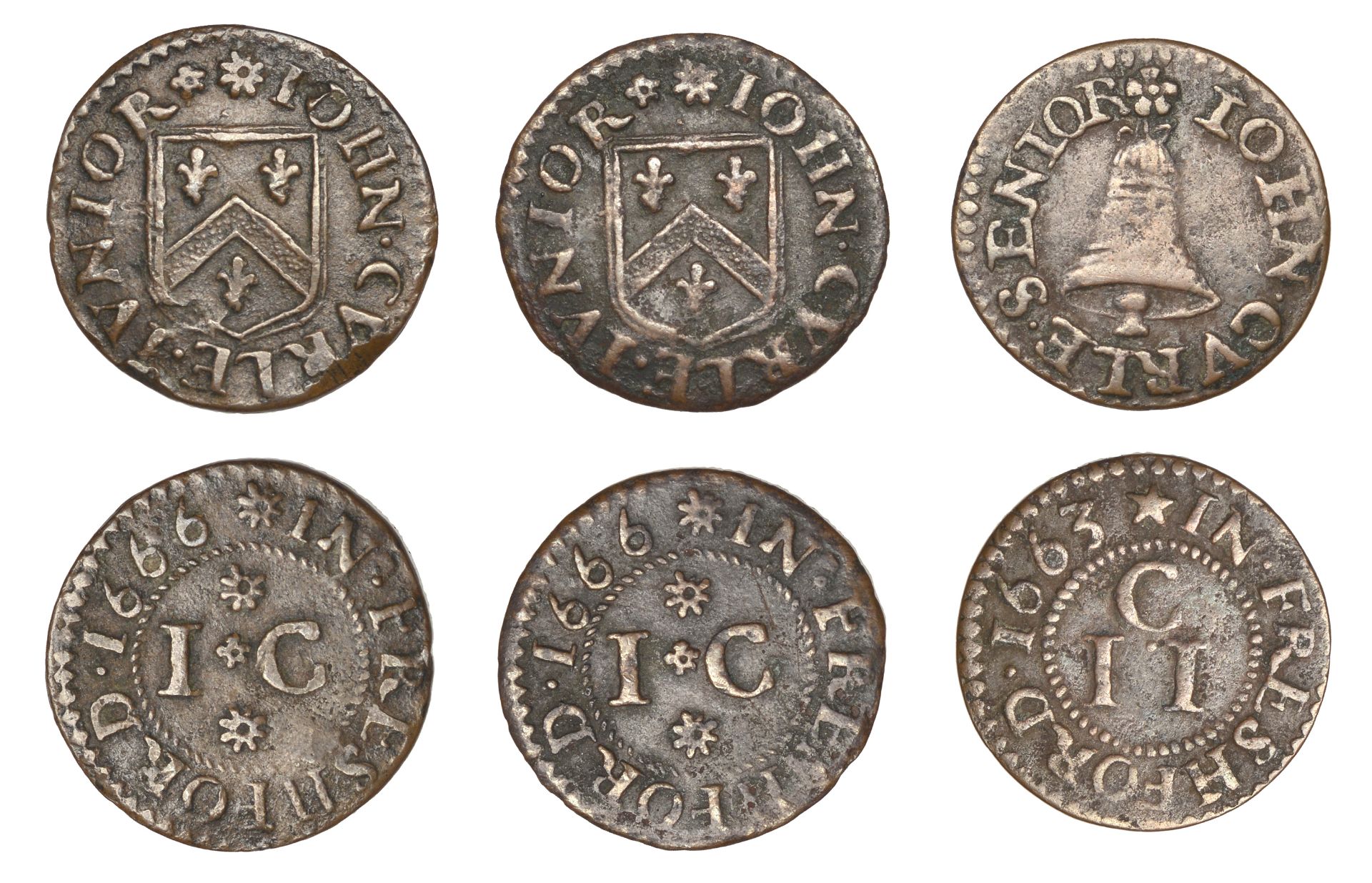 17th Century Tokens, SOMERSET, Freshford, John Curle Sr, Farthing, 1663, 0.84g/3h (DY 28:1;...