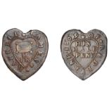 Redbourn, James Hannell, heart-shaped Halfpenny, 1669, 1.61g/12h (N 2238a, this piece; BW. 1...