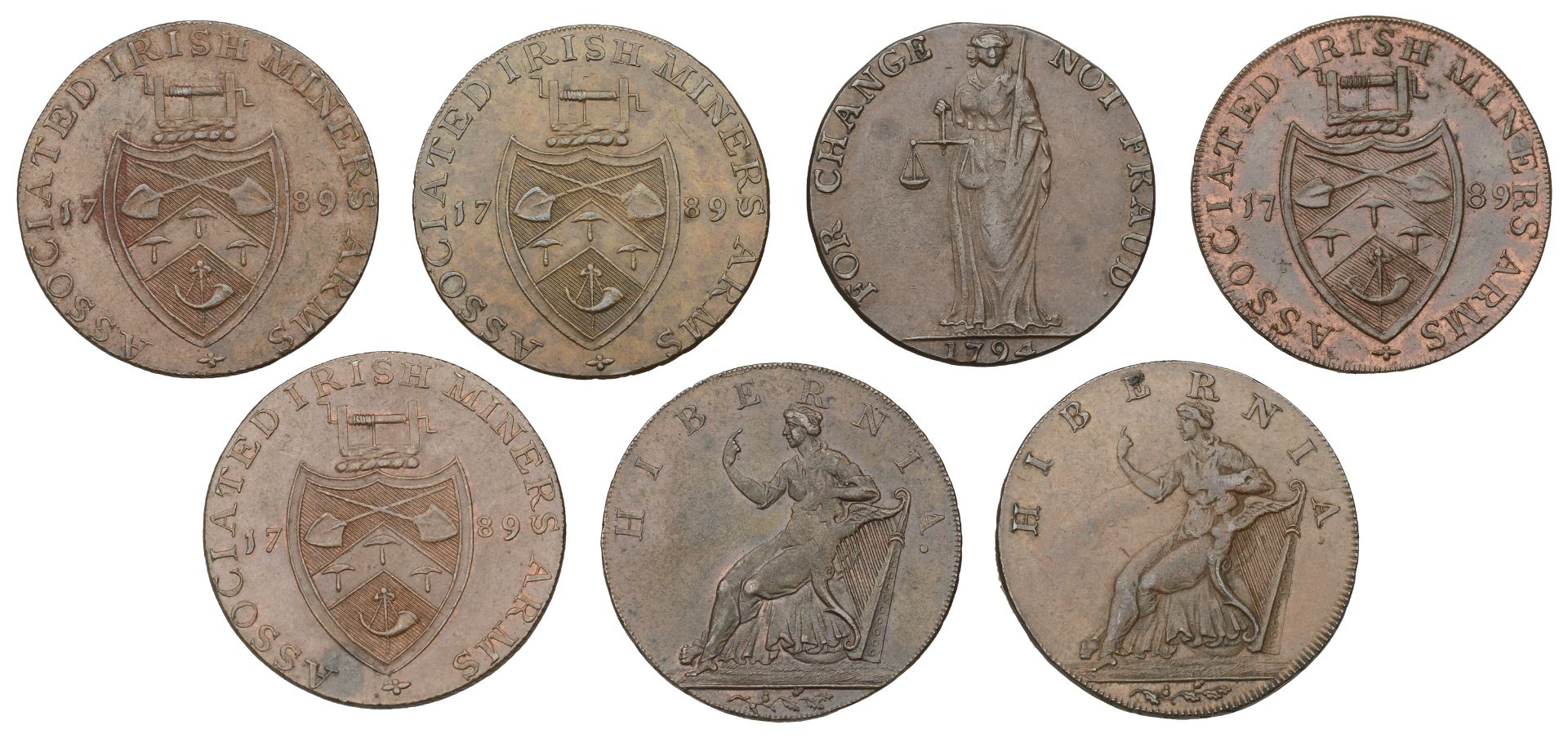 18th Century Tokens, Co WICKLOW, Cronebane, Lutwyche's 'Associated Irish Miners Arms' imitat... - Image 2 of 2