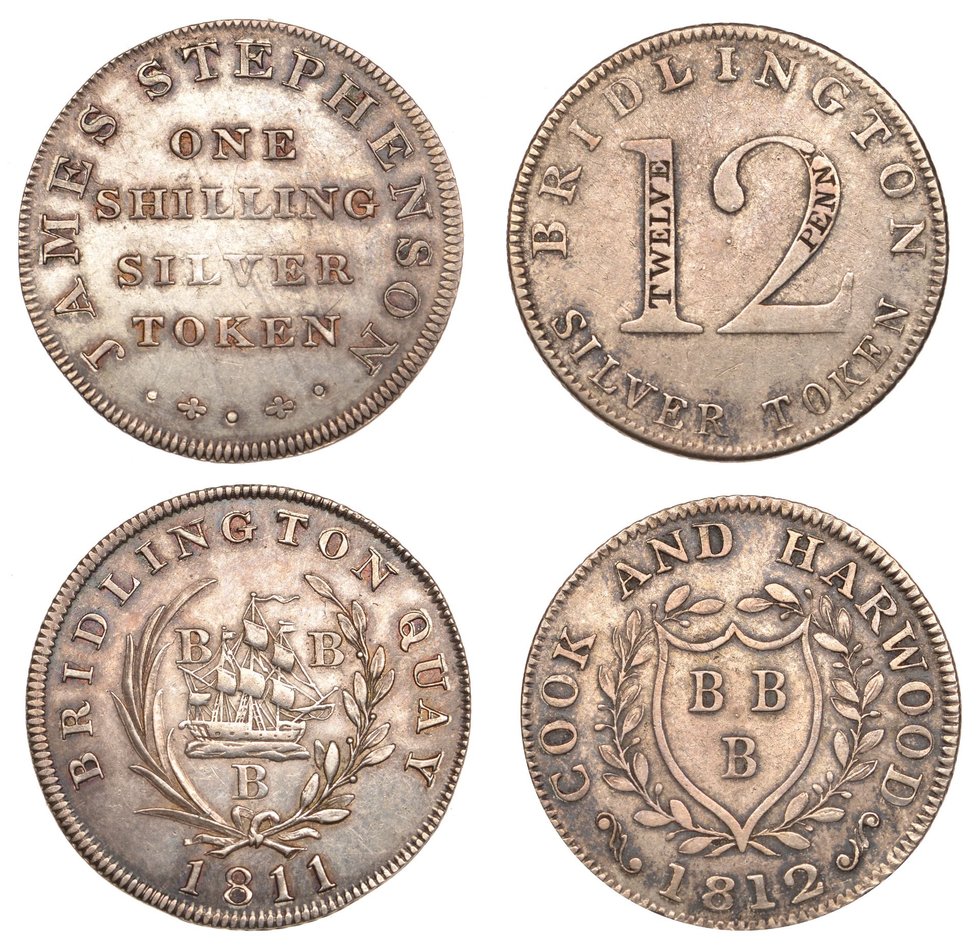 19th Century Tokens, YORKSHIRE, Bridlington, Isaac Cook and Robert Harwood, Shilling, 1812,...