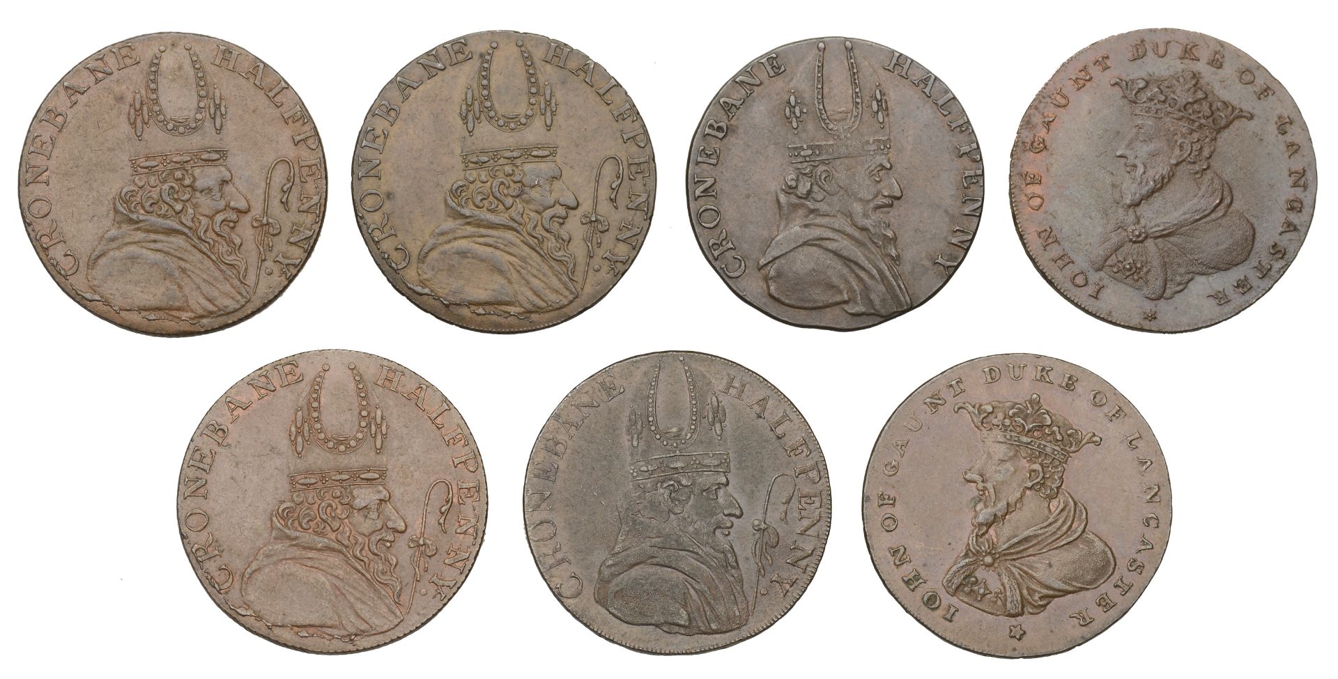 18th Century Tokens, Co WICKLOW, Cronebane, Lutwyche's 'Associated Irish Miners Arms' imitat...