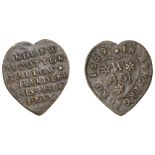 Buntingford, Andrew Wootton, heart-shaped Halfpenny, 1669, 1.08g/12h (N 2162b, this piece; B...