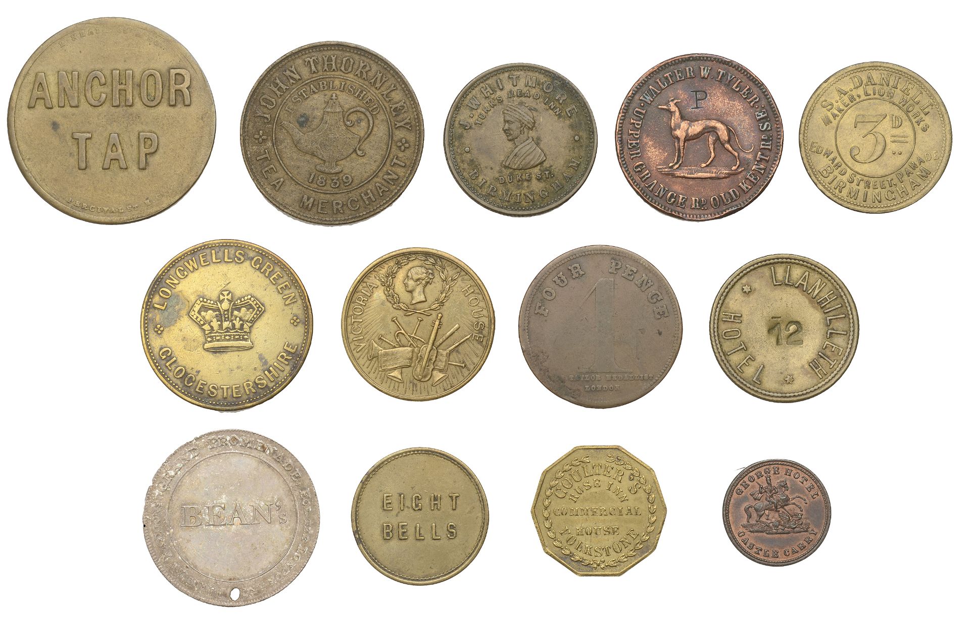 Miscellaneous Tokens and Checks, BERKSHIRE, Abingdon, Nags Head Inn, R[obert] Cornish, brass...