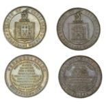 Co DURHAM, Gateshead, 1857 (2), silver and copper, borough arms, goat's head crest above, re...