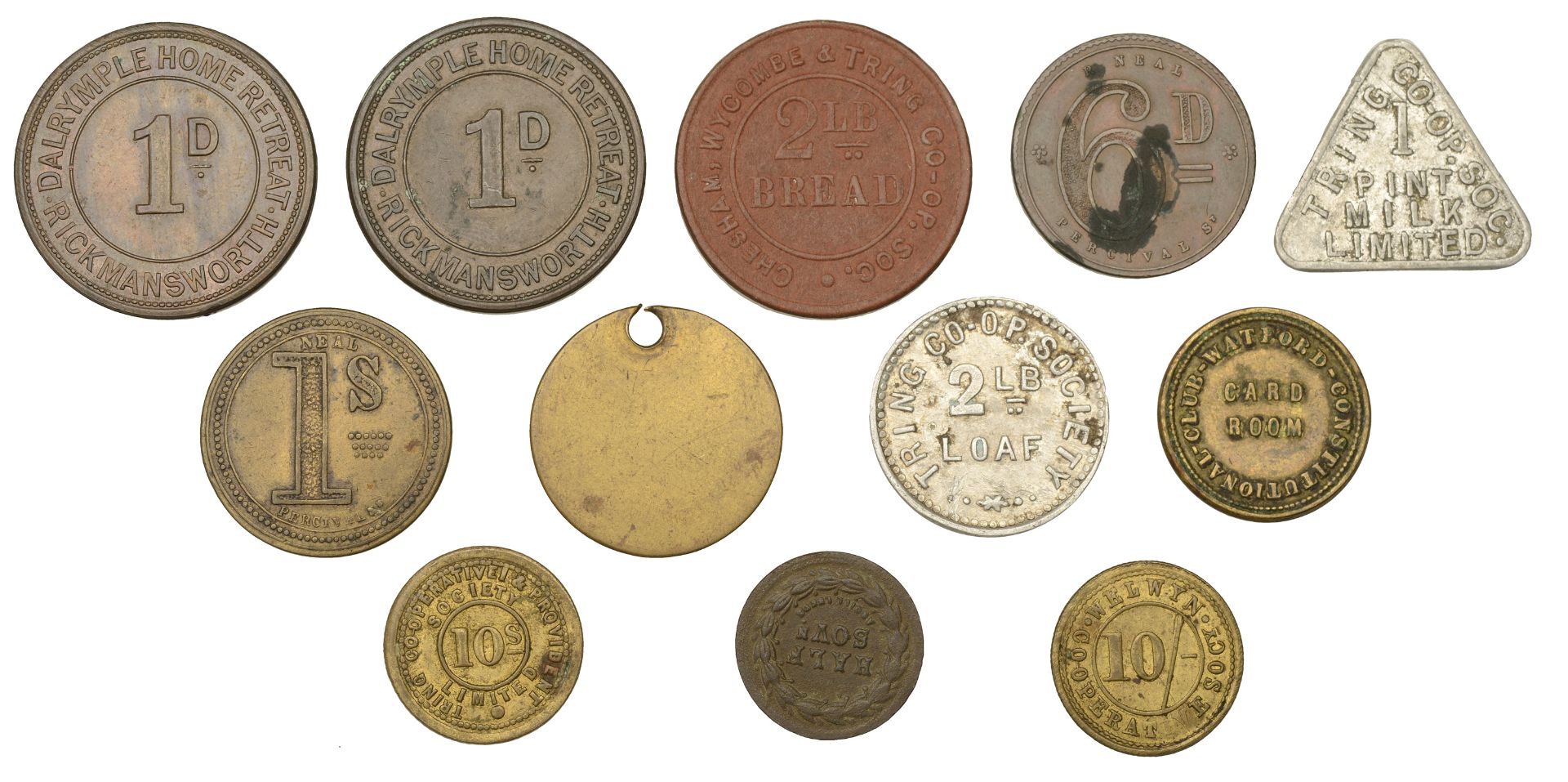 Miscellaneous Tokens and Checks, HERTFORDSHIRE, Radlett, Radlett CSL, brass Half-Sovereign b...