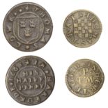 Hertford, Thomas Lowe, Halfpenny, 1668, 1.96g/12h (N 2204; BW. 105); Thomas Prat, Farthing,...