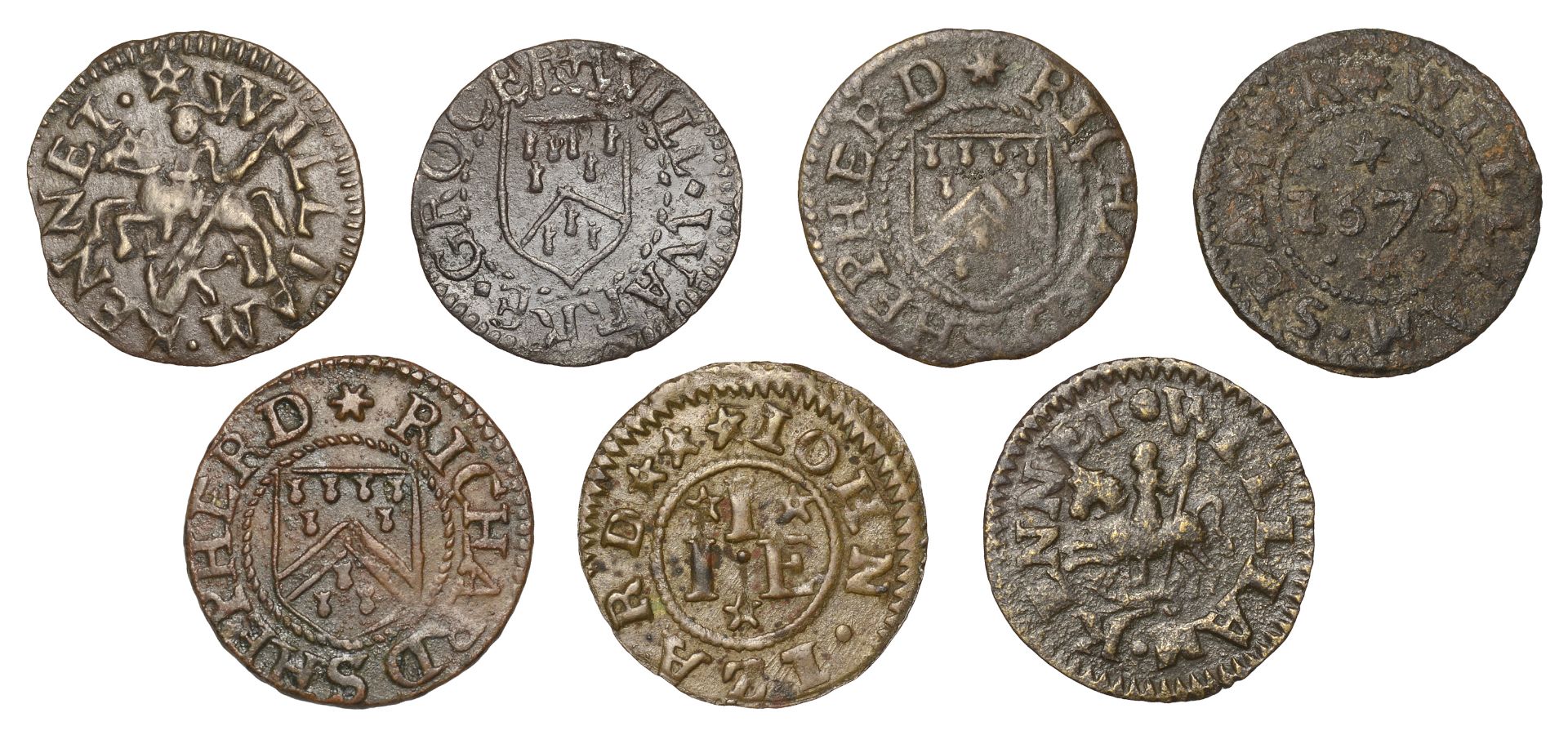 Baldock, John Izard, Farthing, 0.60g/6h (N 2101; BW. 9); William Kennet, Farthings, 1658 (2)...