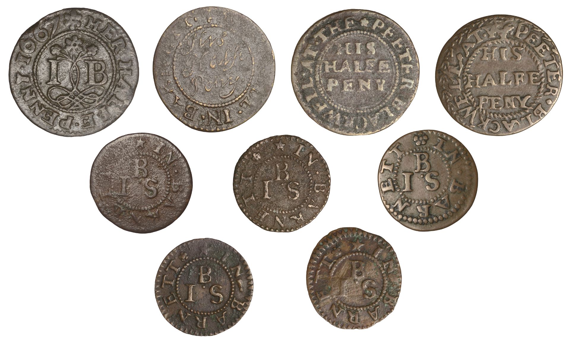 Barnet, Peeter Blackwell, Halfpence (2), [16]66, 2.07g/3h (N 2123, this piece; BW. 21), 1668... - Bild 2 aus 2