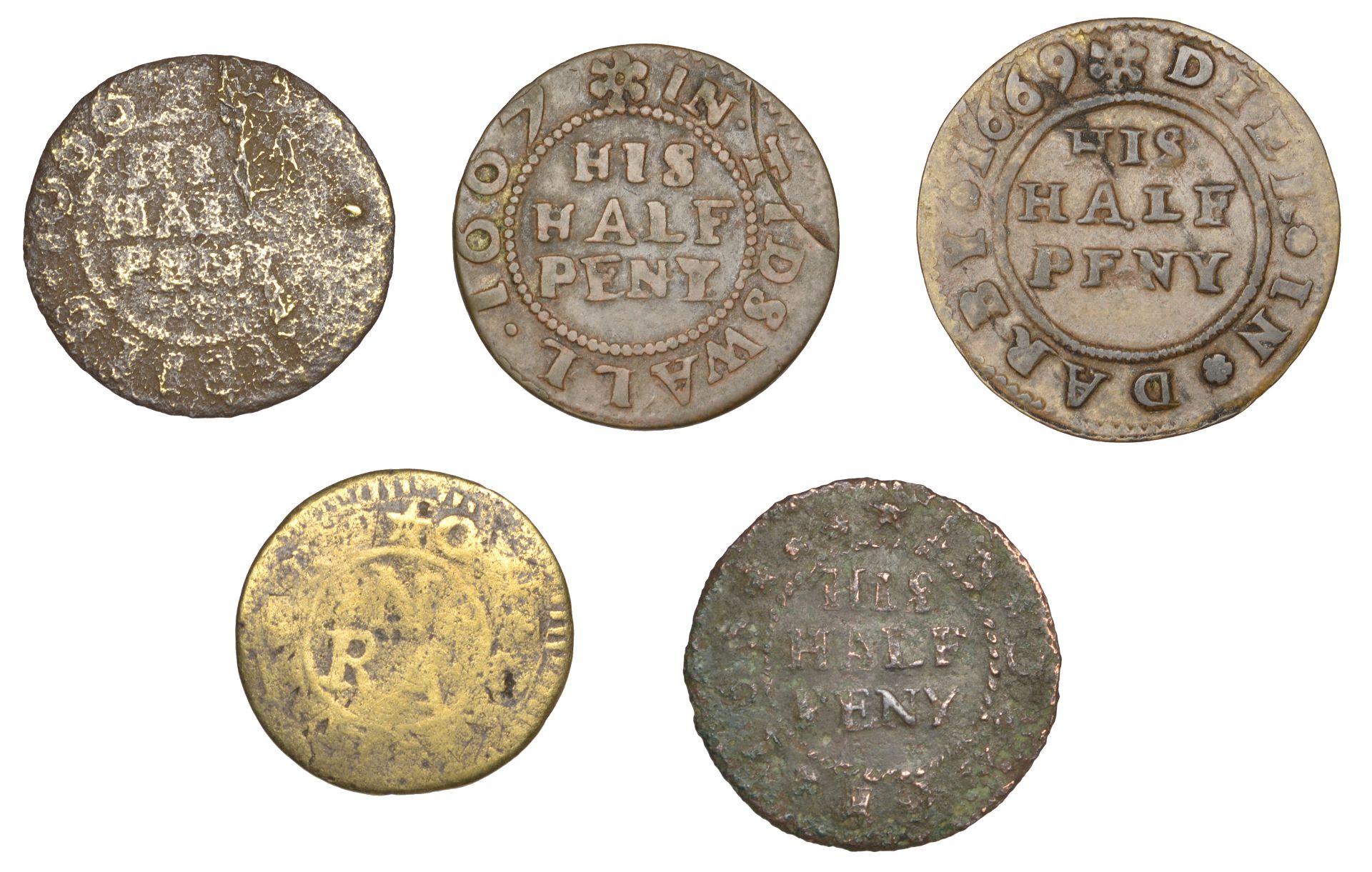 17th Century Tokens, DERBYSHIRE, Chesterfield, James Dutton, Halfpenny, 1666, 1.01g/12h (N 5...