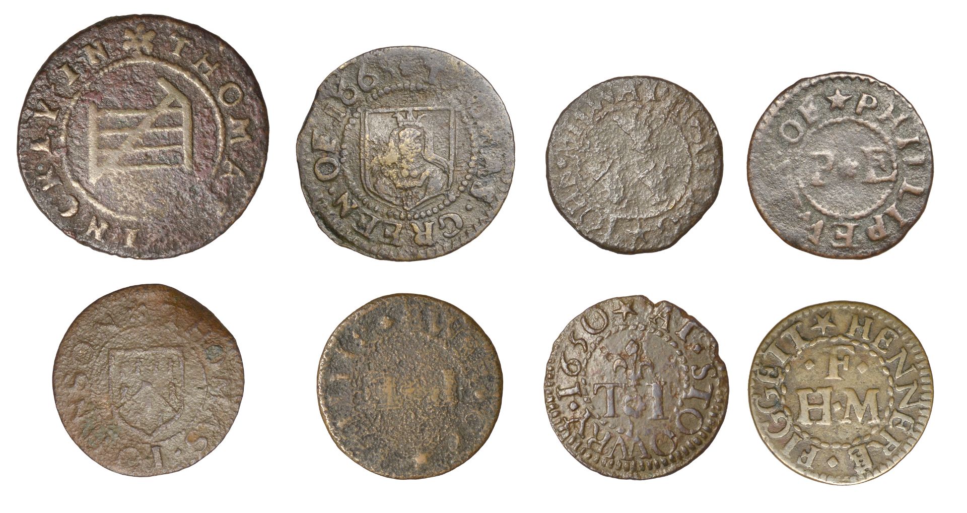 KENT, Sevenoaks, Thomas Green, Halfpenny, 1668, 1.36g/3h (N 2738; BW. 515); Sittingbourne, J...