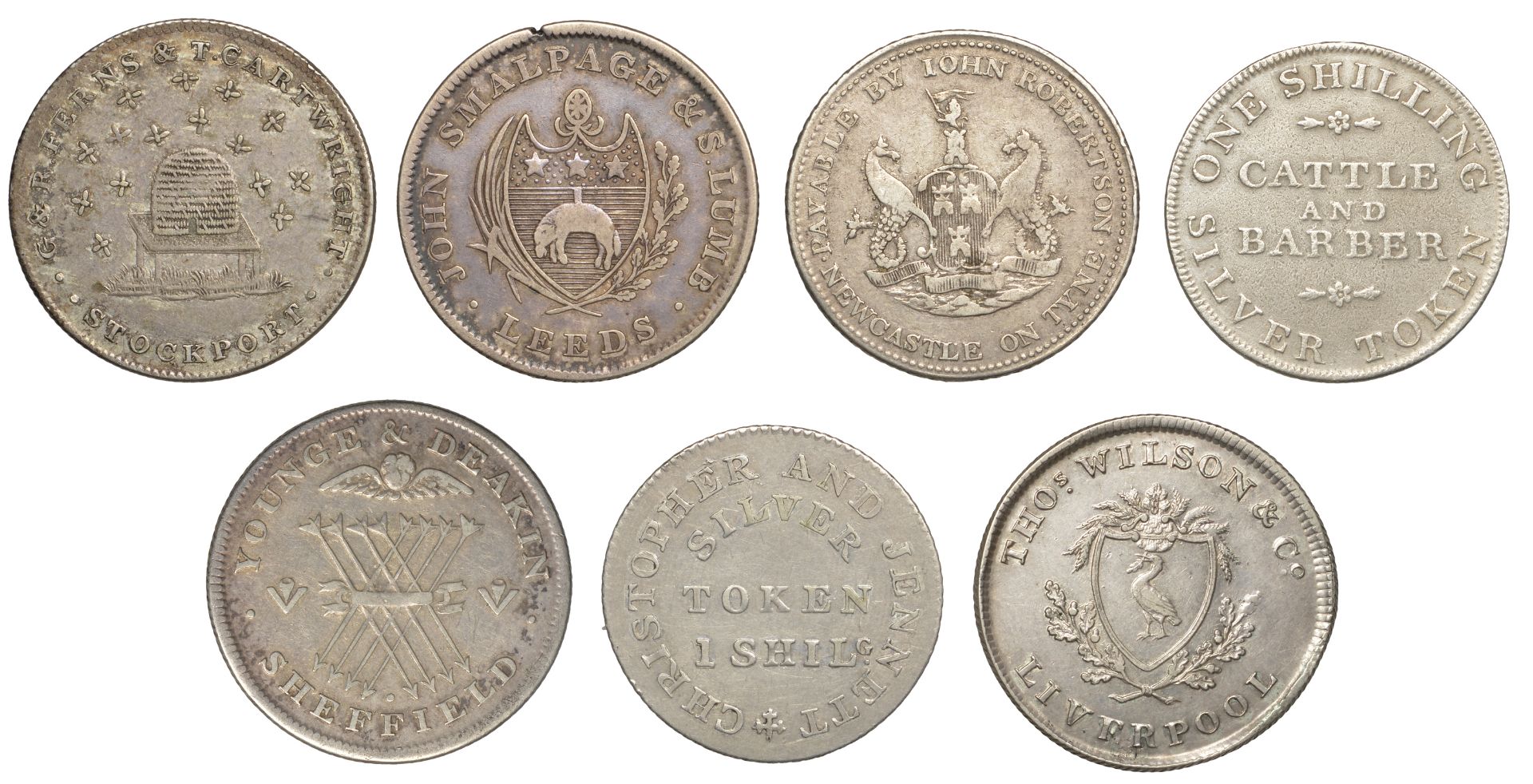 19th Century Tokens, CHESHIRE, Stockport, Thomas Cartwright, George and Ralph Ferns, Shillin...