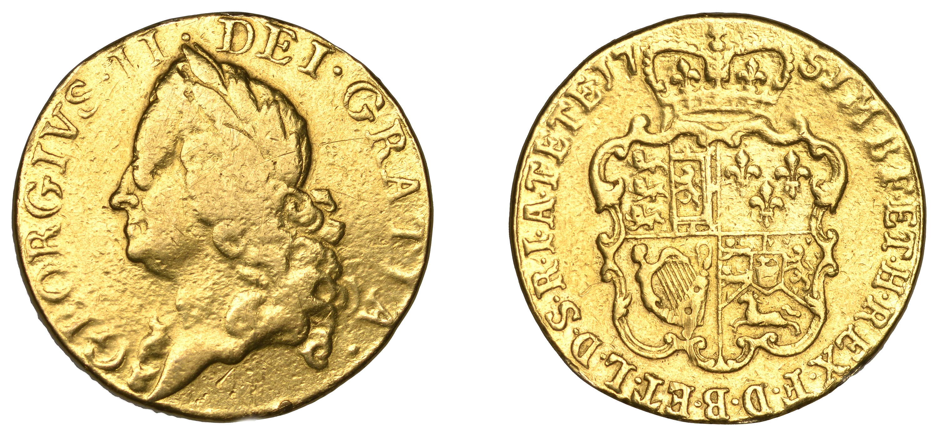 George II (1727-1760), Guinea, 1751 (EGC 614; S 3680). Polished and gilt, traces of mounting...