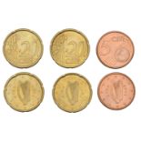 Eire (1937- ), 20 Cents (2), 5 Cents, all 2003, all prooflike specimens (S p.221) [3]. Br...