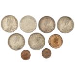 India, George V, Rupees (6), 1912, 1913, 1914, 1916, 1917, 1918; Quarter-Anna, 1936; Twelfth...