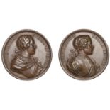 The Two Jacobite Princes, a copper medal, unsigned [by E. Hamerani?], undated, armoured and...