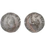 James II (1685-1691), Limerick coinage, Halfpenny, 1691, large size, 6.07g/12h (S 6594). Ove...