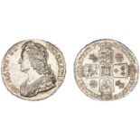 George II (1727-1760), Crown, 1734, roses and plumes, edge septimo (ESC 1662; S 3686). Extre...