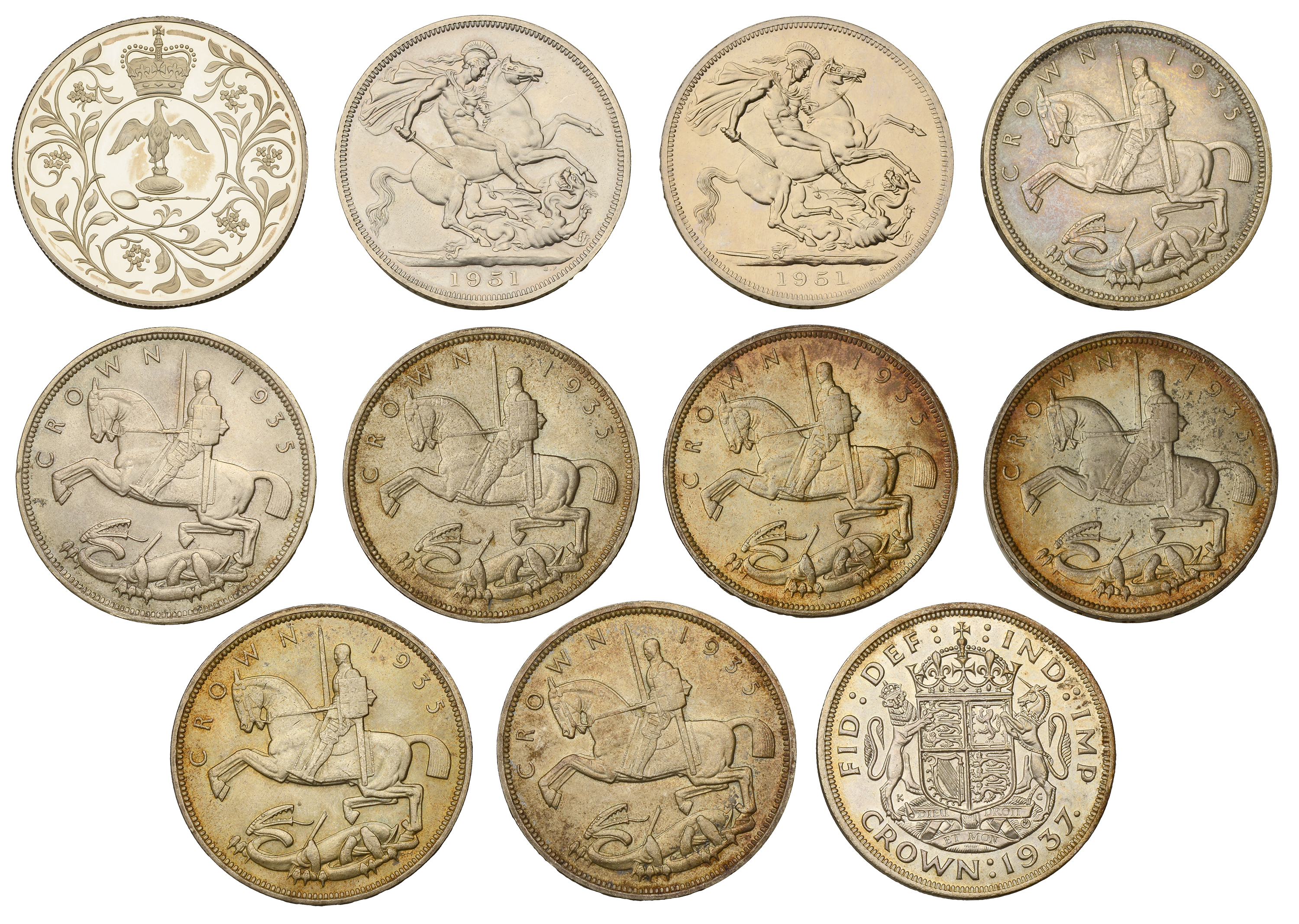 George V, Crowns (7), 1935 (S 4048); George VI, Crowns (3), 1937, 1951 (2) (S 4078, 4111); E... - Image 2 of 2