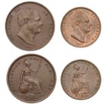 William IV, Penny, 1831 (S 3845); Halfpenny, 1837 (S 3847) [2]. Good very fine and better Â£...