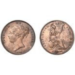 Victoria (1837-1901), Penny, 1848/7 (BMC 1495; S 3948). Cleaned, otherwise about extremely f...