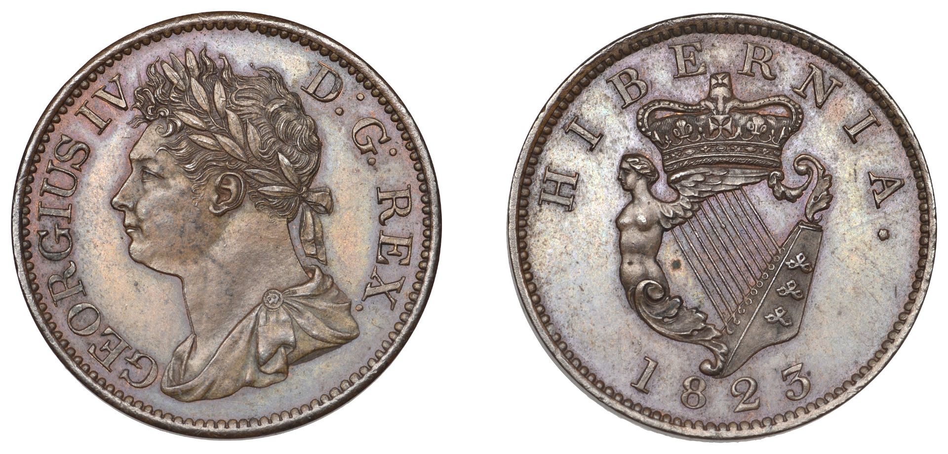 George IV (1820-1830), Halfpenny, 1823 (S 6624). Extremely fine Â£80-Â£100