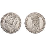 William and Mary (1688-1694), Halfcrown, 1689, first shield, caul and interior frosted, pear...