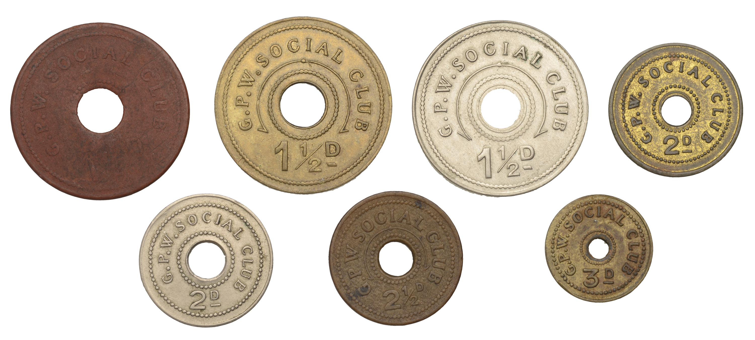 South Africa, TRANSVAAL, Pretoria, Government Printing Works Social Club, brass Threepence,...
