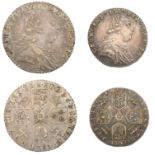 George III, Shilling and Sixpence, 1787, without hearts (S 3743, 3748) [2]. Very fine or bet...