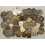 Miscellaneous British and World medals, medalets, tokens, checks, etc (70), mostly base meta...