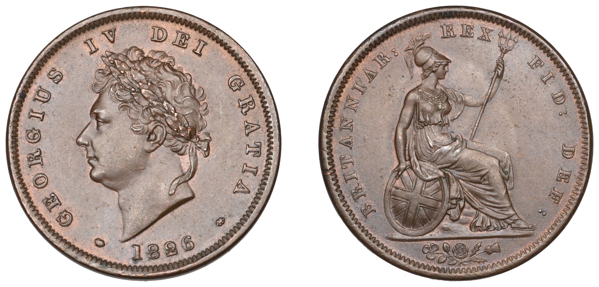George IV (1820-1830), Penny, 1826, rev. A (BMC 1422; S 3823). Extremely fine Â£150-Â£180