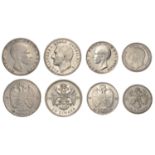 Yugoslavia, Alexander I, 20 Dinara and 10 Dinara, 1931 (KM 10-11); Peter II, 50 Dinara and 2...