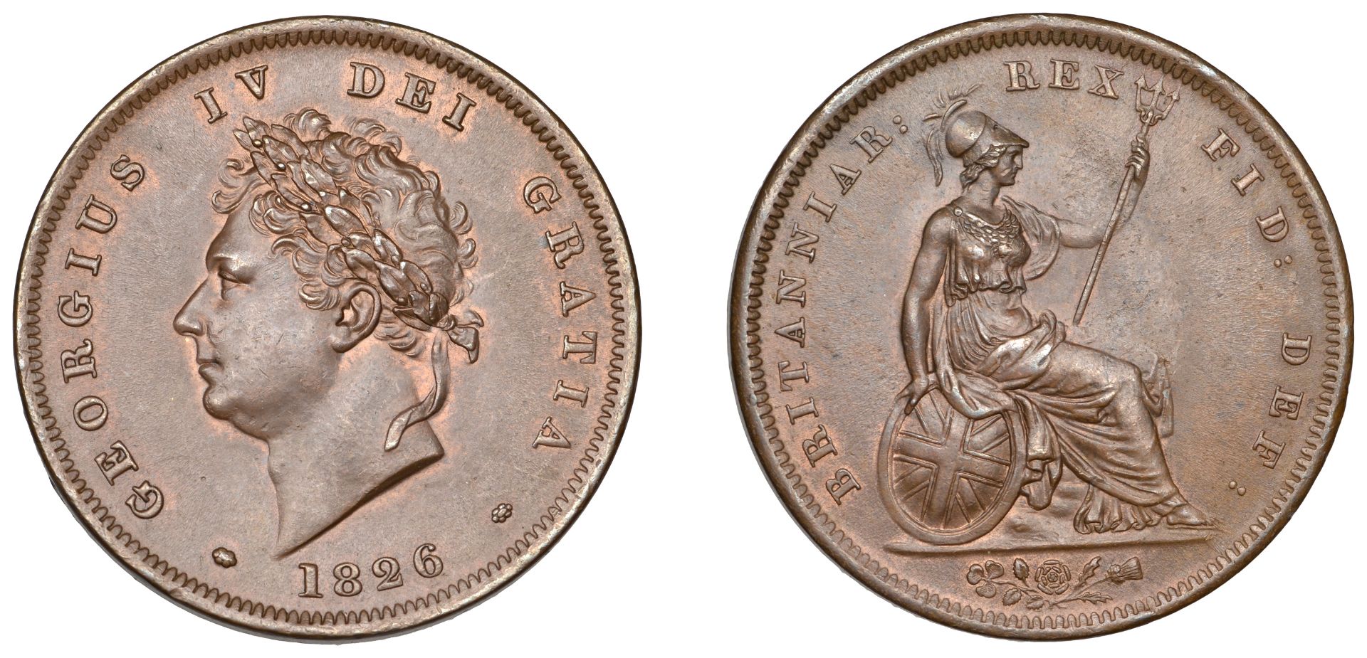 George IV (1820-1830), Penny, 1826, rev. A (BMC 1422; S 3823). Small mark on Britannia's che...