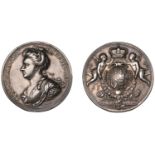 Union of England and Scotland, 1707, a silver medal by J. Croker & S. Bull, bust of Queen An...