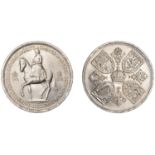 Elizabeth II (1952-2022), Sterling issues, Crown, 1953, cross over u at end of edge inscript...