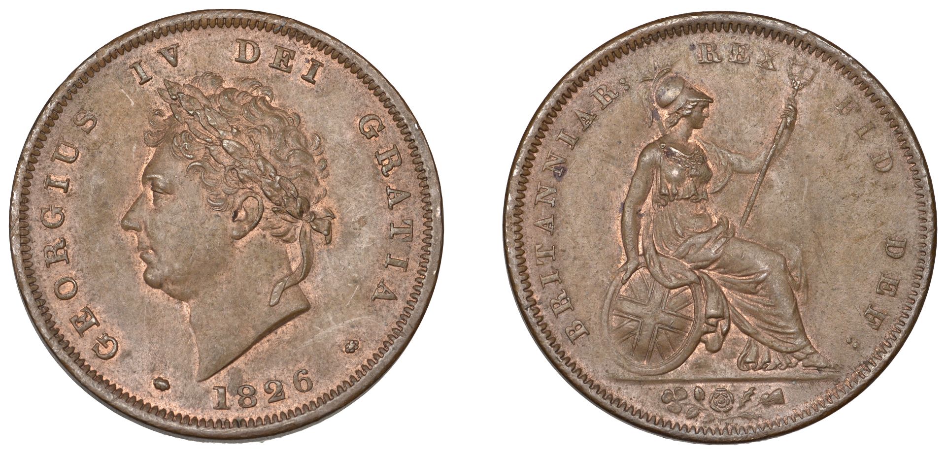 George IV (1820-1830), Penny, 1826, rev. A (BMC 1422; S 3823). Extremely fine, surface sligh...