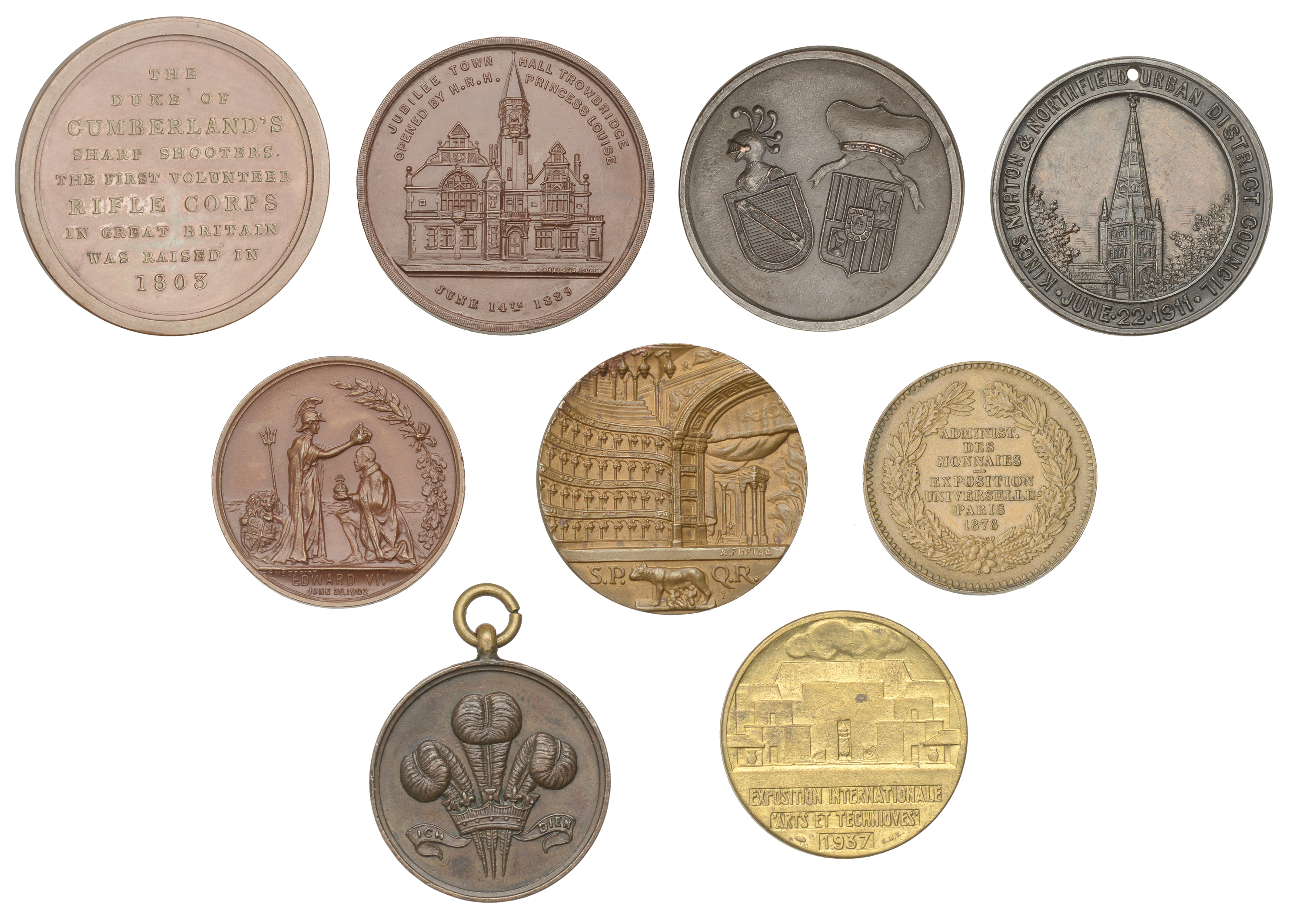 Assorted British (5) and World (4) medals, all base metal [9]. Varied state, one pierced Â£8... - Image 2 of 2