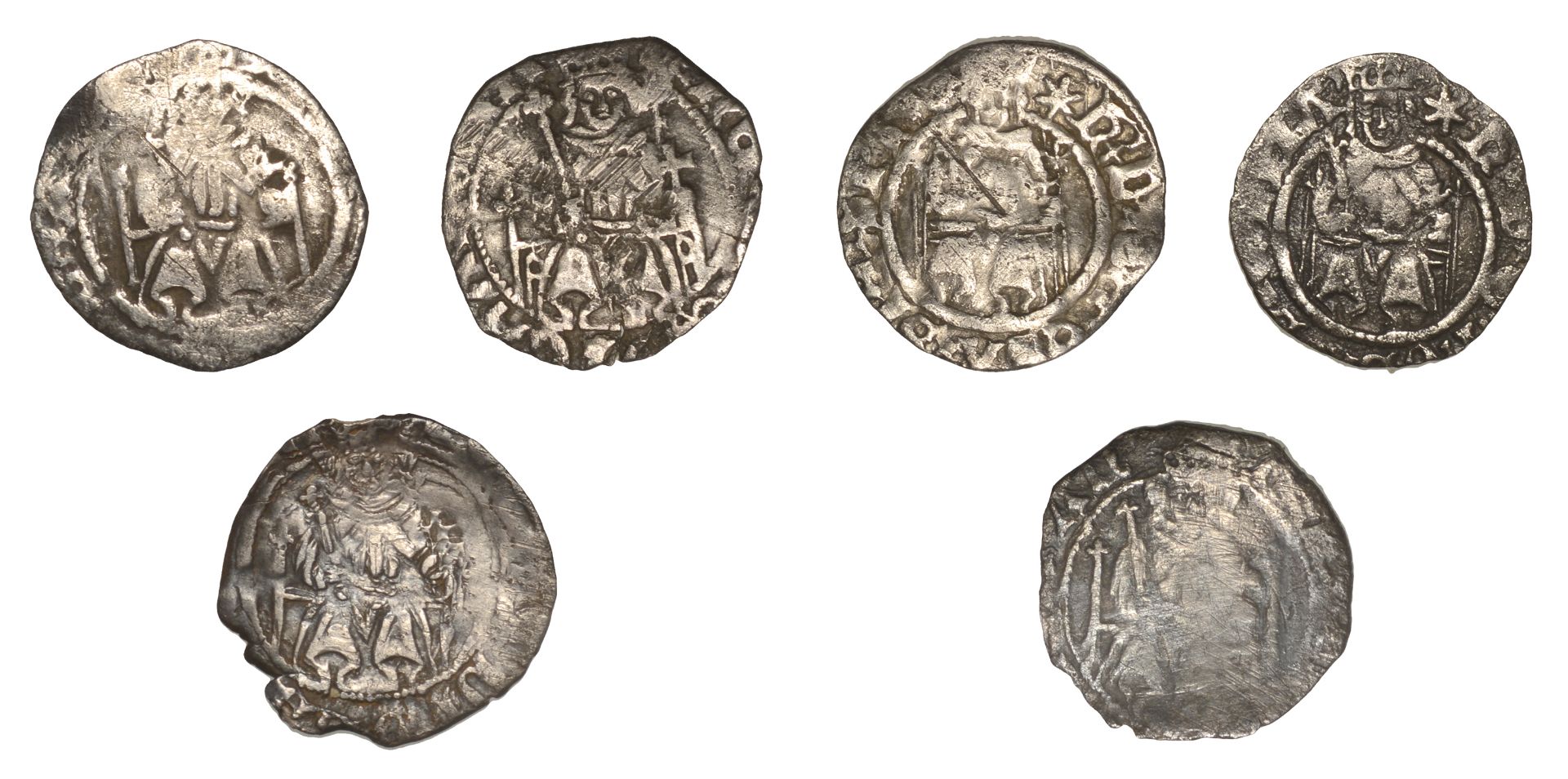 Henry VII, Facing Bust issue, Pennies (4), Durham (3), Bp Sherwood, ds by shield, 0.61g/6h,...