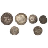 Elizabeth I, Second issue, Halfgroat, mm. cross-crosslet (S 2557); Third issue, Threepence,...