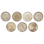 India, Edward VII, Rupees (7), 1903b, 1904, 1905b, 1906b, 1907, 1908, 1909 [7]. Varied state...