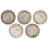 George III, Crown, 1820 (S 3787); George IV, Crowns (2), 1821, 1822 (S 3805); Victoria, Crow...