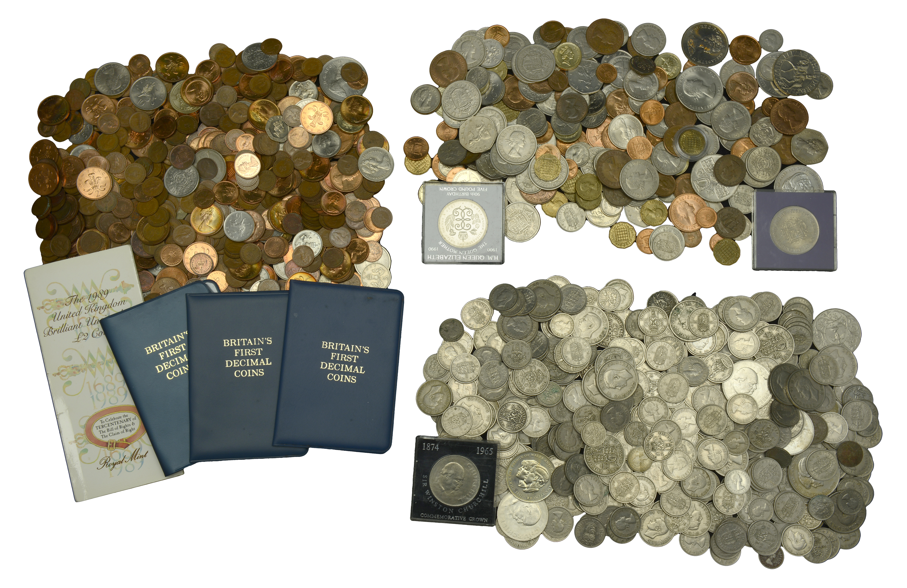 George VI, cupro-nickel Halfcrowns (21), Florins (17), Shillings (73), Sixpences (12); Eliza...