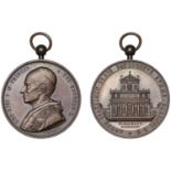 PAPAL STATES, Leo XIII, 1893, a bronze medal by L. Giorgi, bust left, rev. church, 41mm. Ext...