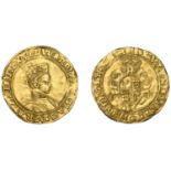 Edward VI (1547-1553), Second period, Half-Sovereign, Tower I, mm. arrow, crowned bust with...