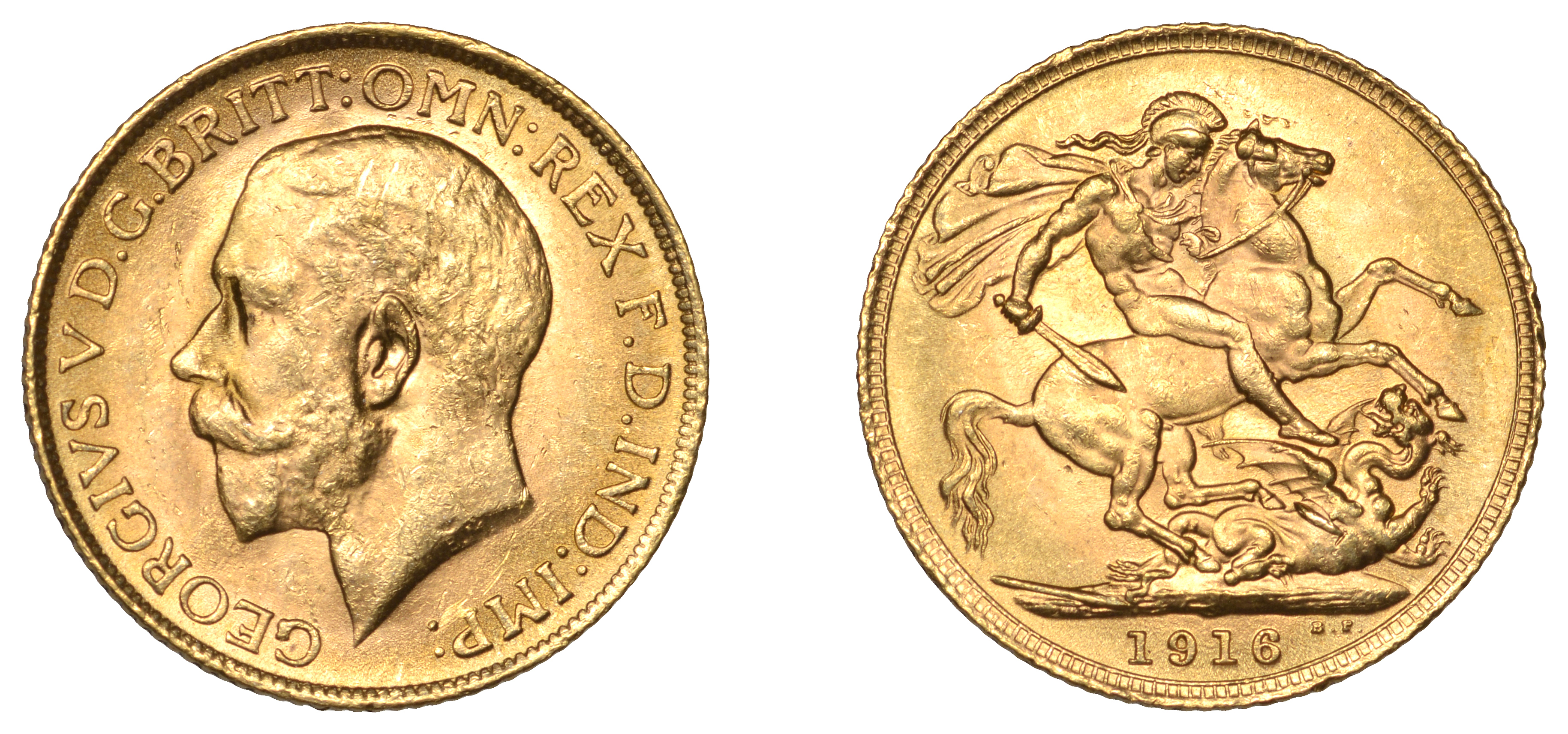 George V (1910-1936), Sovereign, 1916 (M 218; S 3996). Some scuffing, otherwise extremely fi...