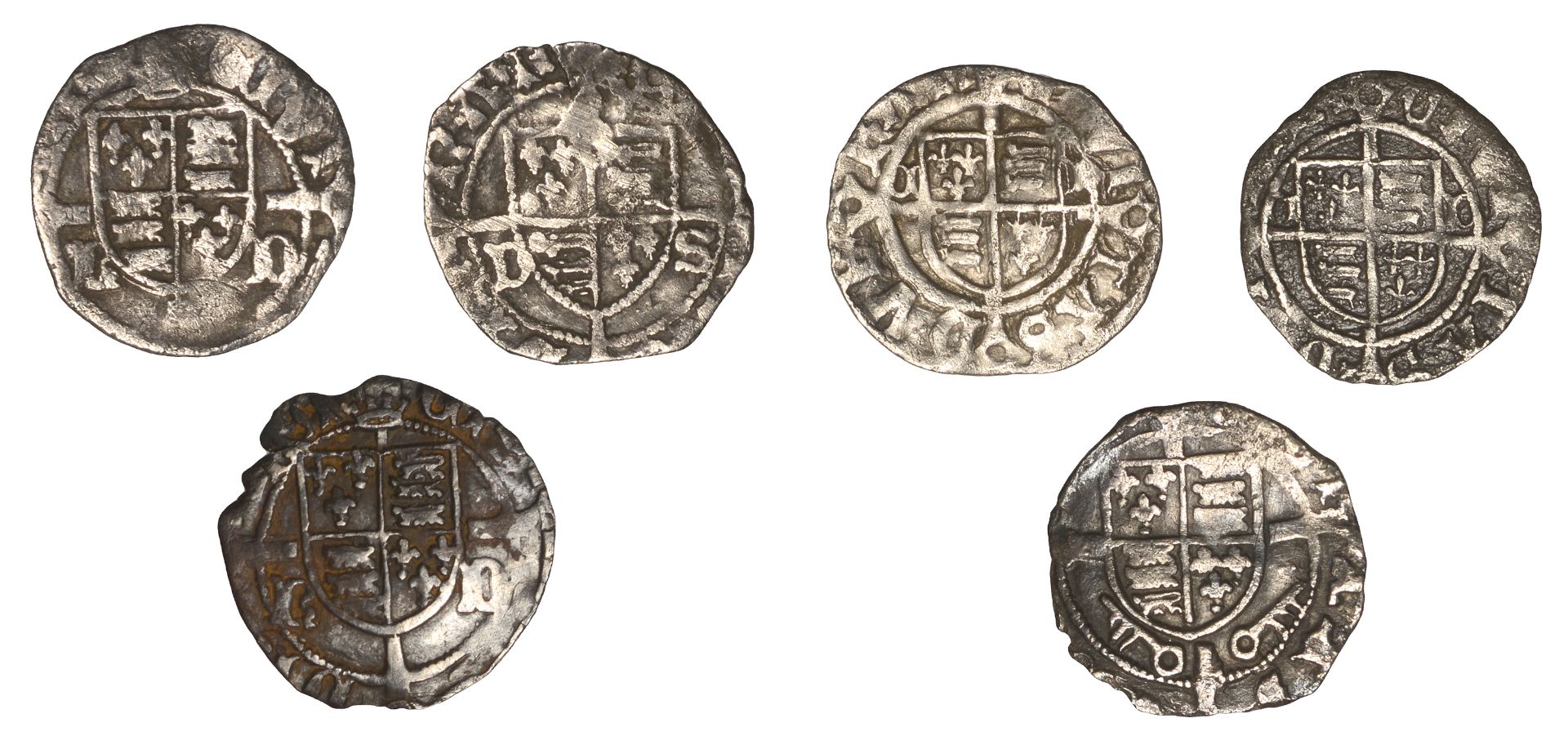 Henry VII, Facing Bust issue, Pennies (4), Durham (3), Bp Sherwood, ds by shield, 0.61g/6h,... - Image 2 of 2