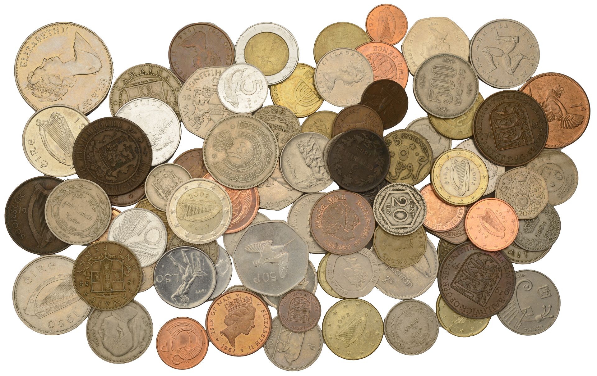 Miscellaneous, Assorted coins of Ireland (19), Isle of Man (12), Israel (2), Italy (15), Jam...